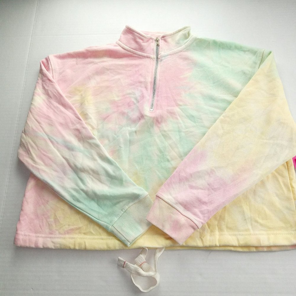 Southern Spirit Women's Quarter Zip Cropped Sweatshirt Size Medium Sherbet Swirl